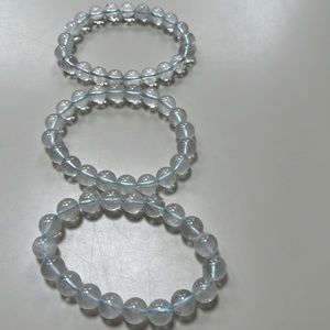 Crystal Clear Quartz Beaded Bracelets, 3 Pack